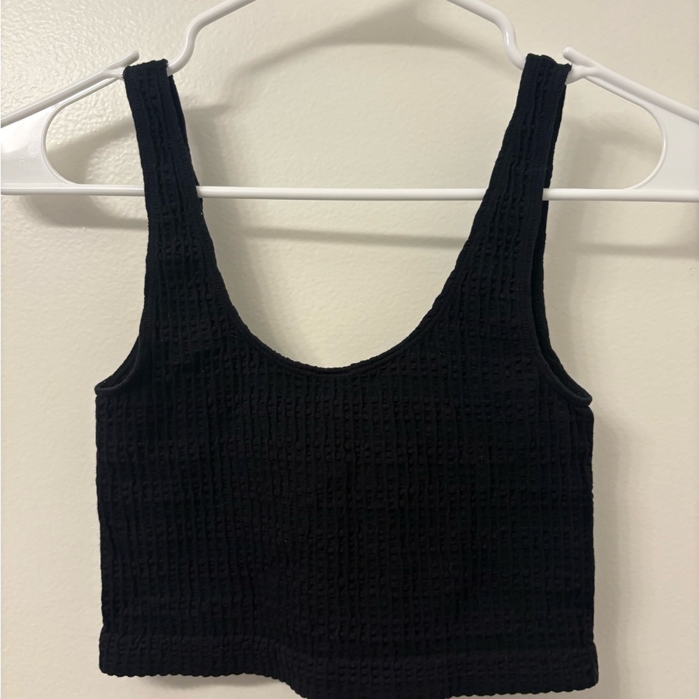 Black Textured Crop Top